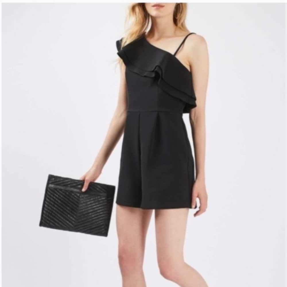 Top Shop One Shoulder Ruffled Romper